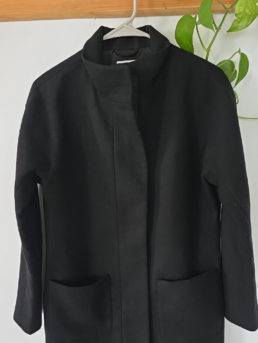 Old Navy Black Women's Stand Collar Pea Coat